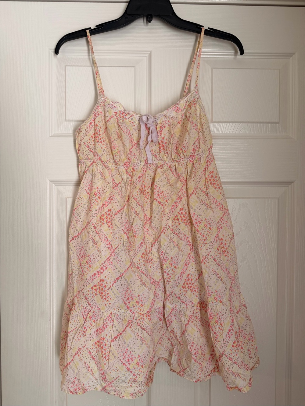 Victoria's Secret Cream Pink Yellow Cotton Printed Chemise